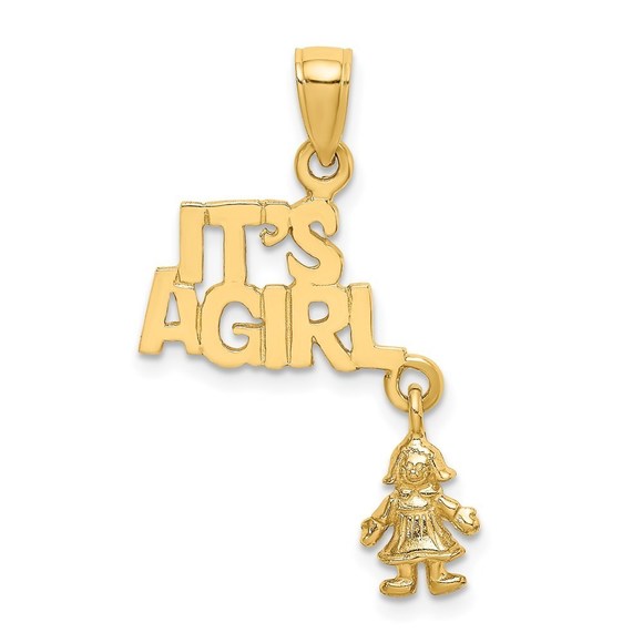 Million Charms 14k Yellow Gold Moveable IT'S A GIRL with Doll